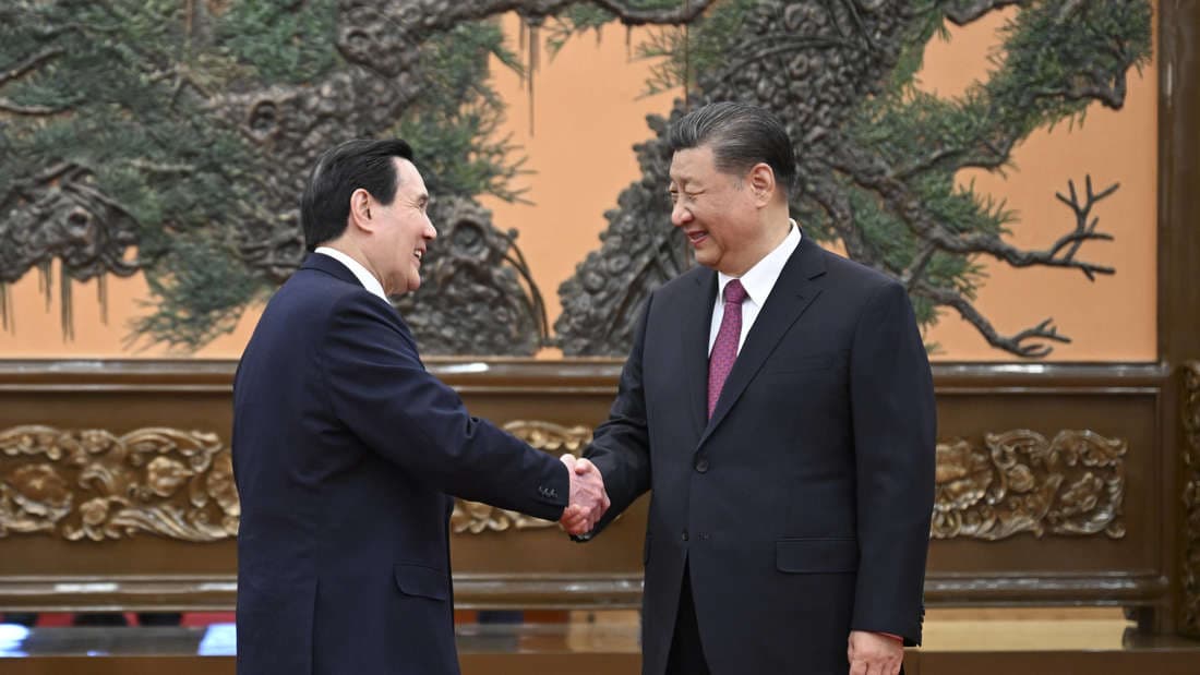 Ma Ying Jeou, former President of Taiwan, greets Xi